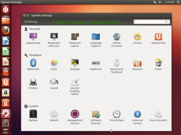 Ubuntu 12.10 System Settings Ubuntu 12.10 System Settings