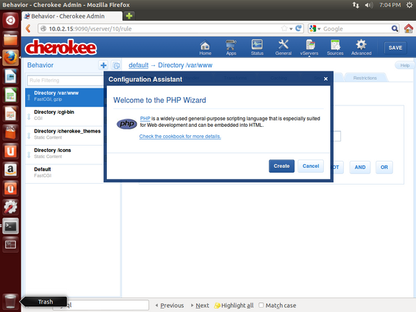 Cherokee Create PHP Support
