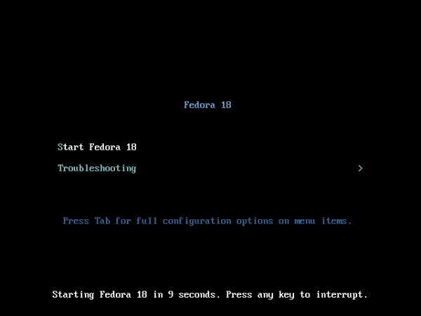 Boot Fedora 18 DVD
