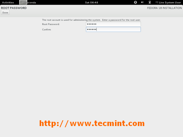 Fedora 18 Enter Root Password