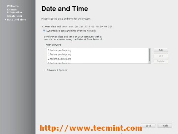 Fedora 18 Set Date and Time