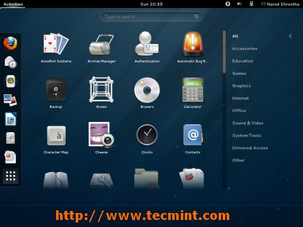 Fedora 18 Gnome 3.6 Desktop