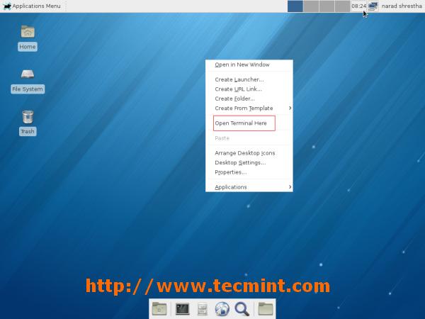 Open Terminal in Fedora 18