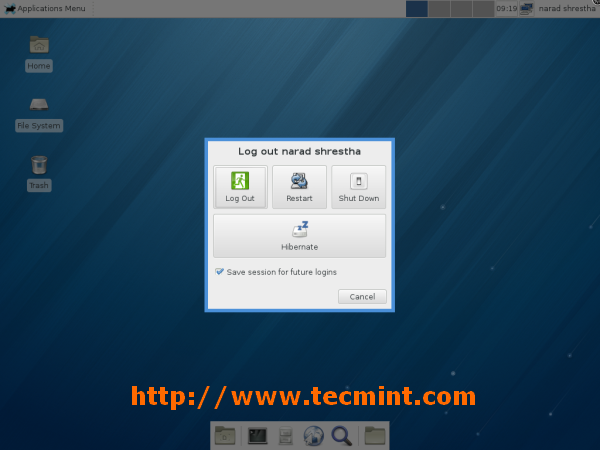 Logout from Fedora 18 Desktop
