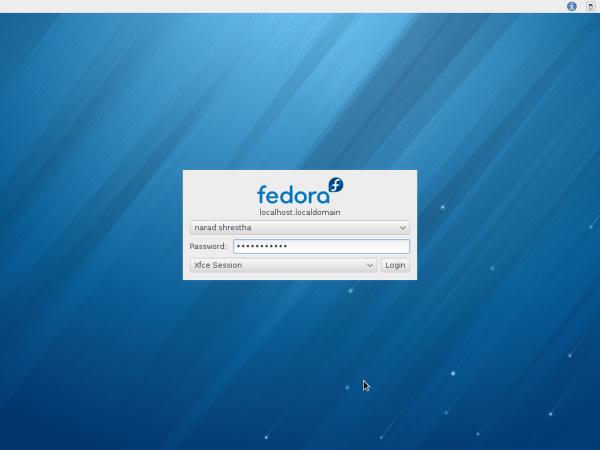 XFCE Desktop Login Screen
