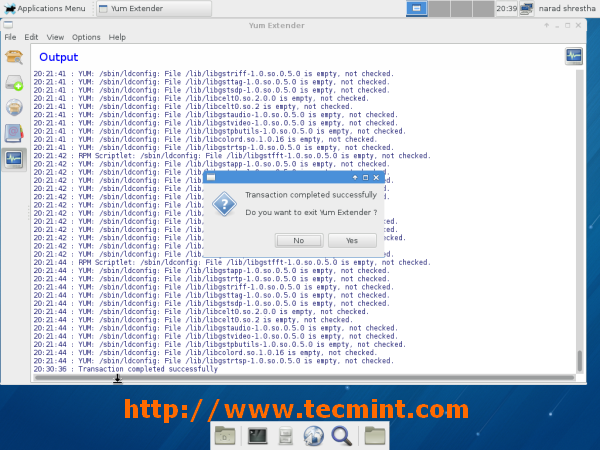 XFCE YUM Updates Completes