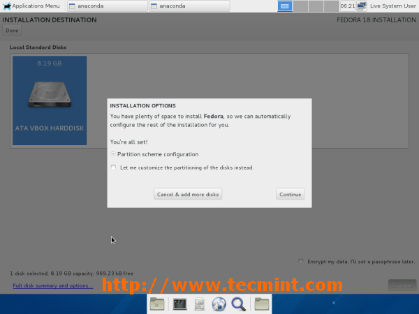 XFCE Installation Options