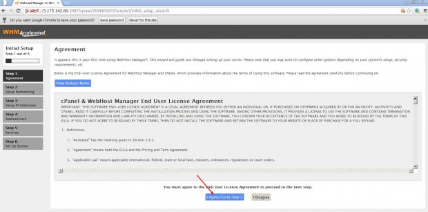 Accept cPanel Agreement