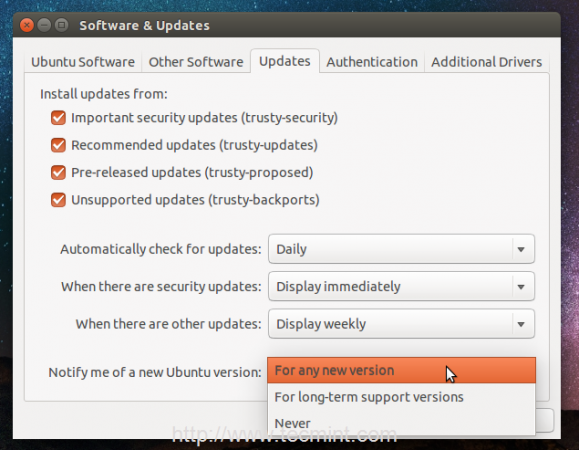 Notify Ubuntu Version