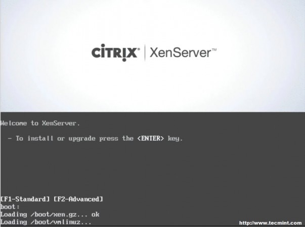 Menu de inicialização XenServer