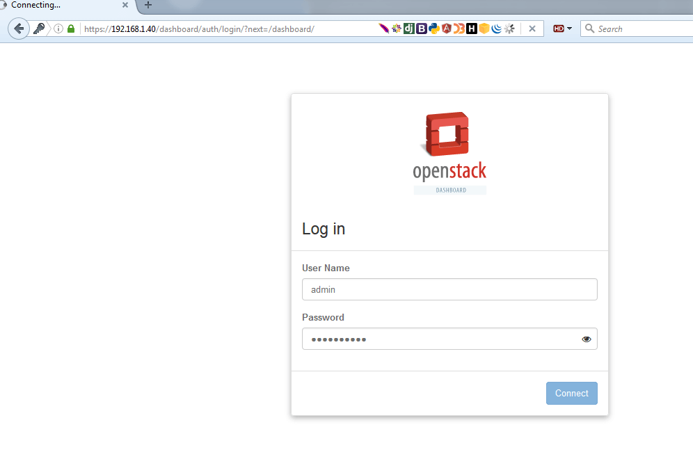 OpenStack Login Dashboard