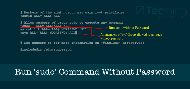 How to Run 'sudo' Command Without Entering a Password in Linux
