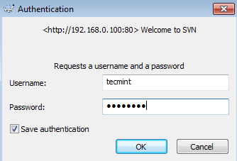 Enter Credentials of SVN User
