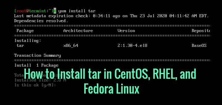 Install Tar Command in CentOS