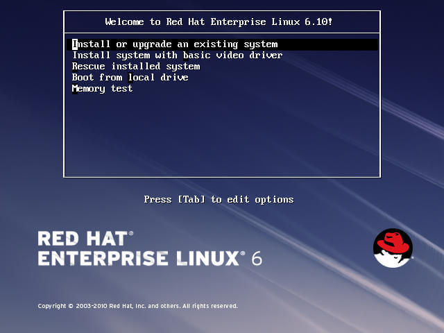 RHEL 6.10 Grub Menu