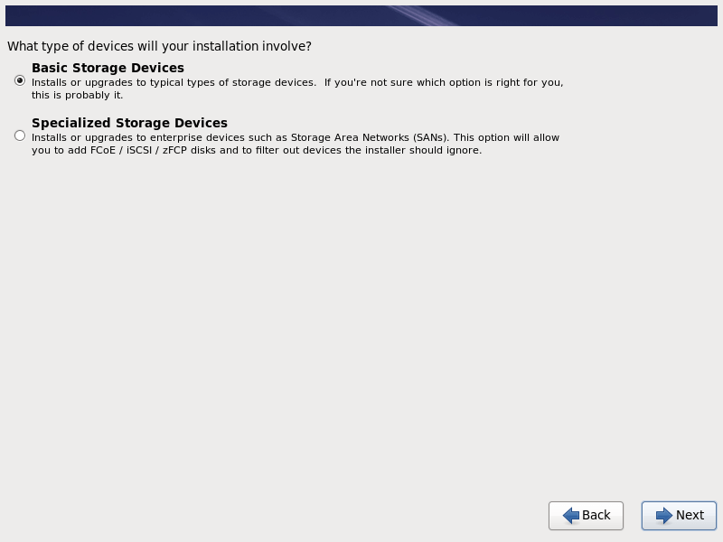 Select RHEL 6.10 Installation Storage Device