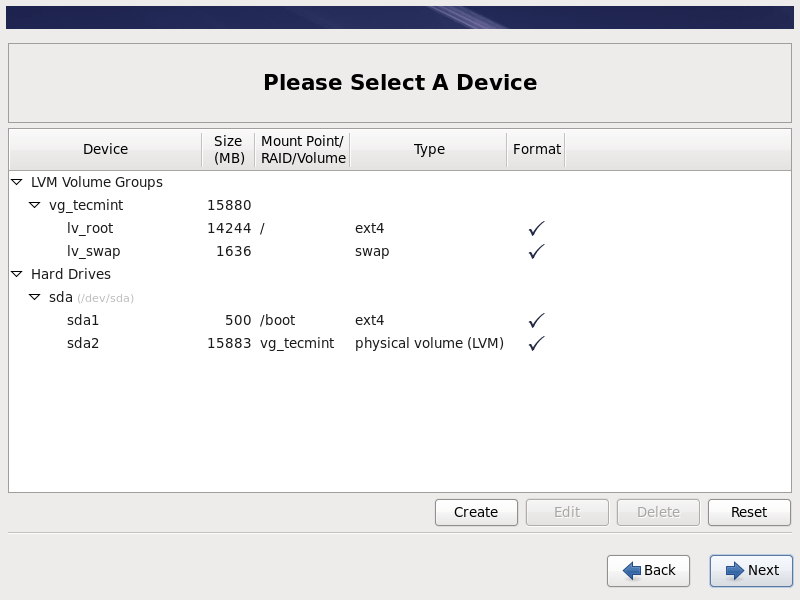 RHEL 6.10 Partition Table