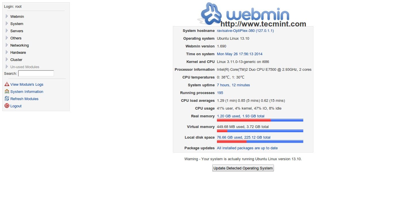 Webmin System Configuration Information | Tecmint: Linux Howtos ...