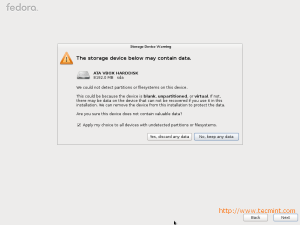 Fedora 17 Storage Warning