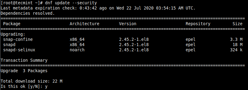 Install Security Updates on CentOS 8