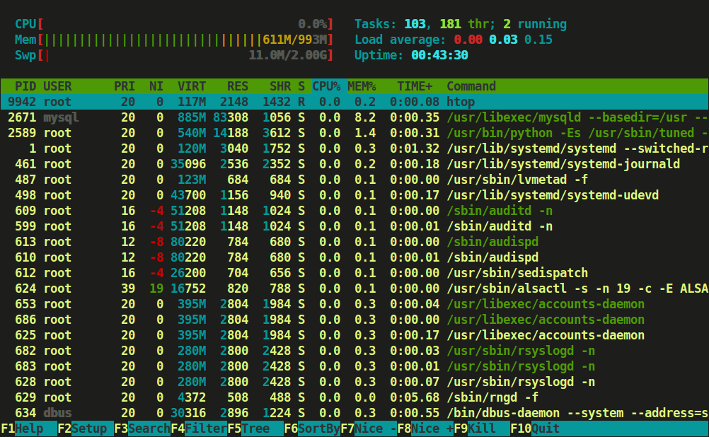 Htop Linux Processes Monitoring