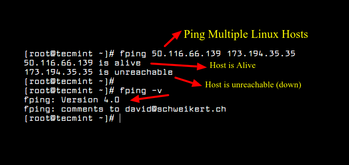 Ping Multiple Linux Hosts