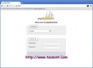 PhpMyAdmin Welcome Screen in Nginx