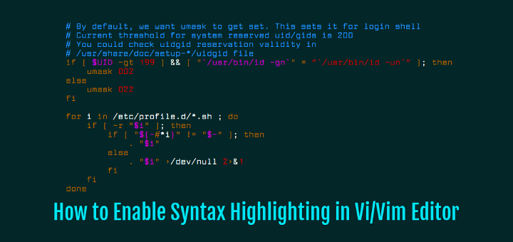 Enable Syntax Highlighting in Vi Linux