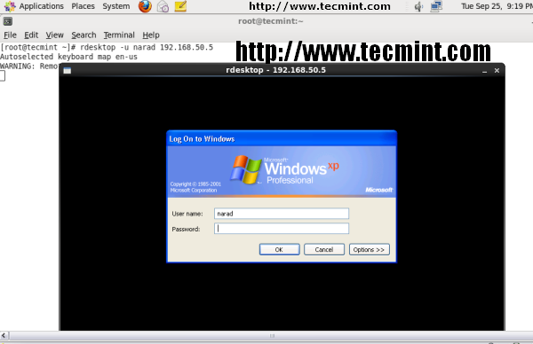 rdesktop using IP Address