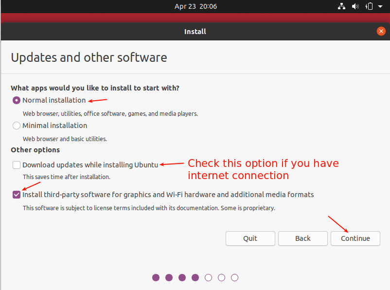 Elija el tipo de instalación de Ubuntu