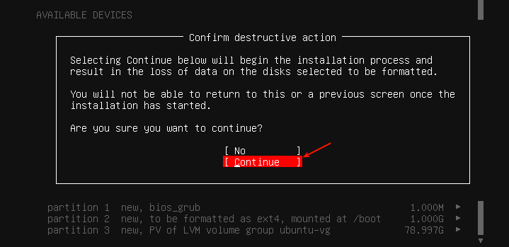 Confirm Partition Changes to Disk