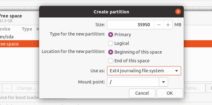 Create Root Partition