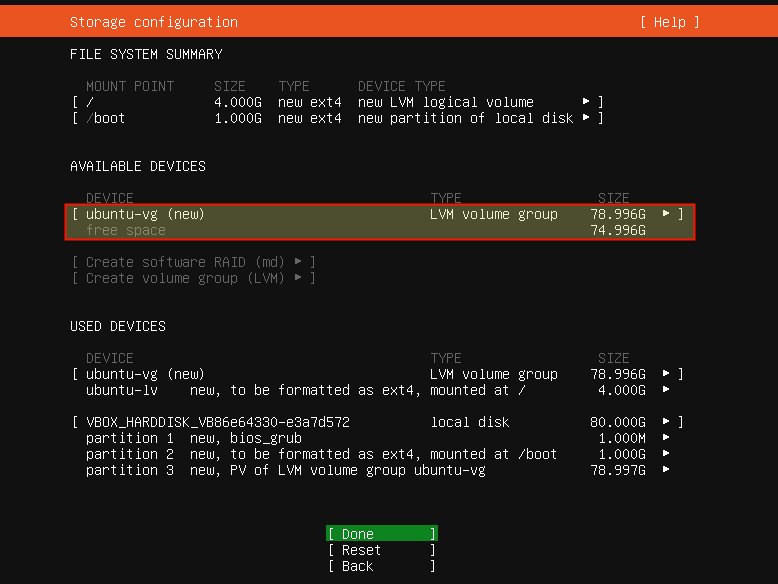 Storage Configuration Summary