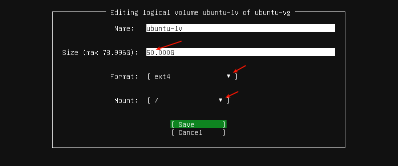 Set Root Partition Size