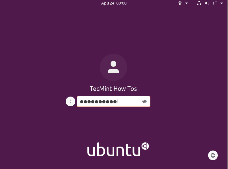 Log into Ubuntu