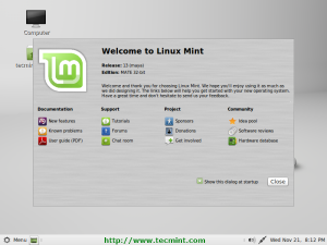 Linux Mint 13 Cinnamon Desktop