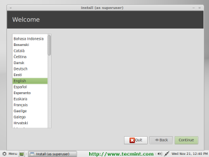 Linux Mint 13 Select Language