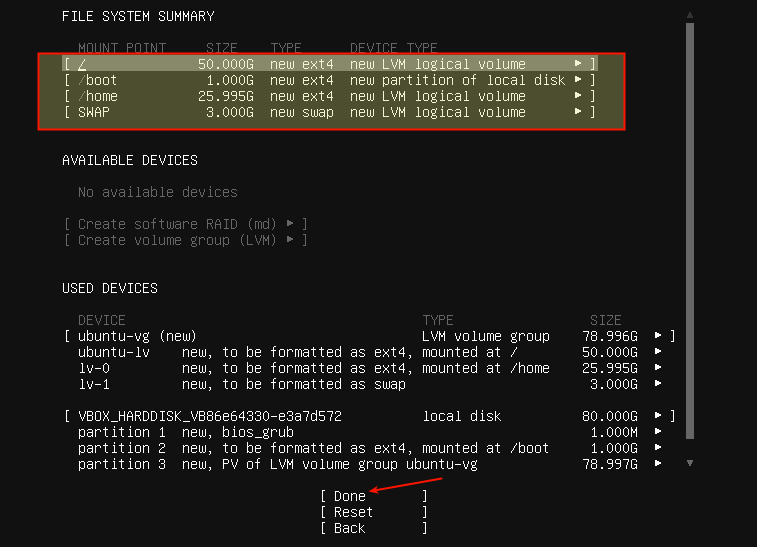 File System Partition Summary