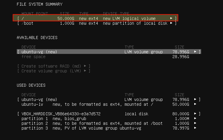 Root Partition Summary