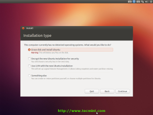 Select Ubuntu 12.10 Installation Type