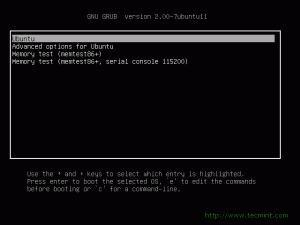 GRUB Boot Loader screen