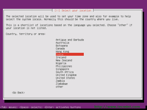 Select Ubuntu 12.10 Location