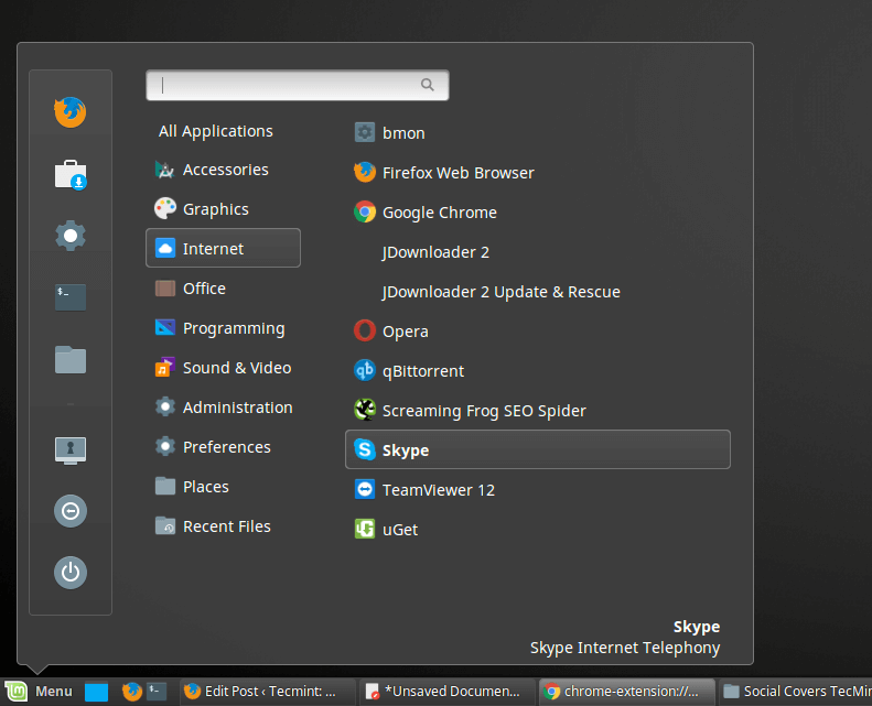 Start Skype in Linux Mint
