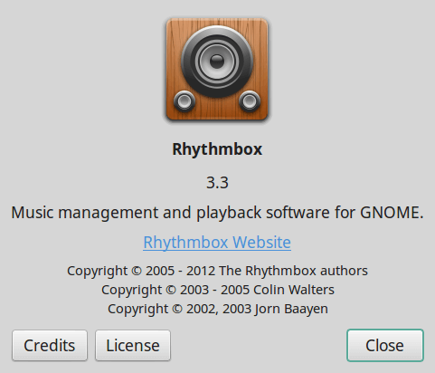  Acerca de Rhythmbox 3.3 