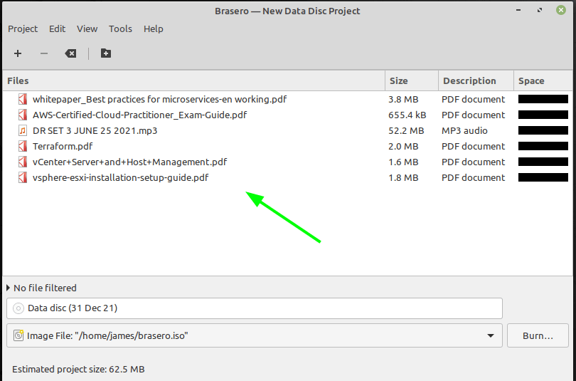 CD and DVD burning files