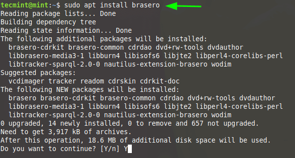 Install Brasero on Linux Minti