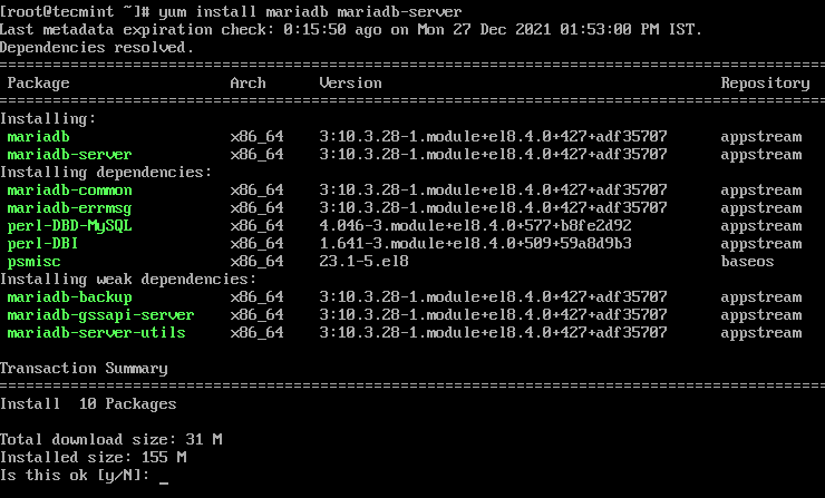 Install MariaDB in Rocky Linux