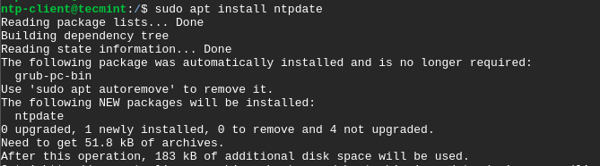 Install ntpdate on Ubuntu Client