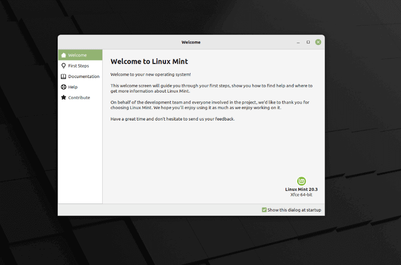 Linux Mint Welcome