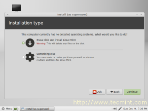 Linux Mint 14 Installation Type